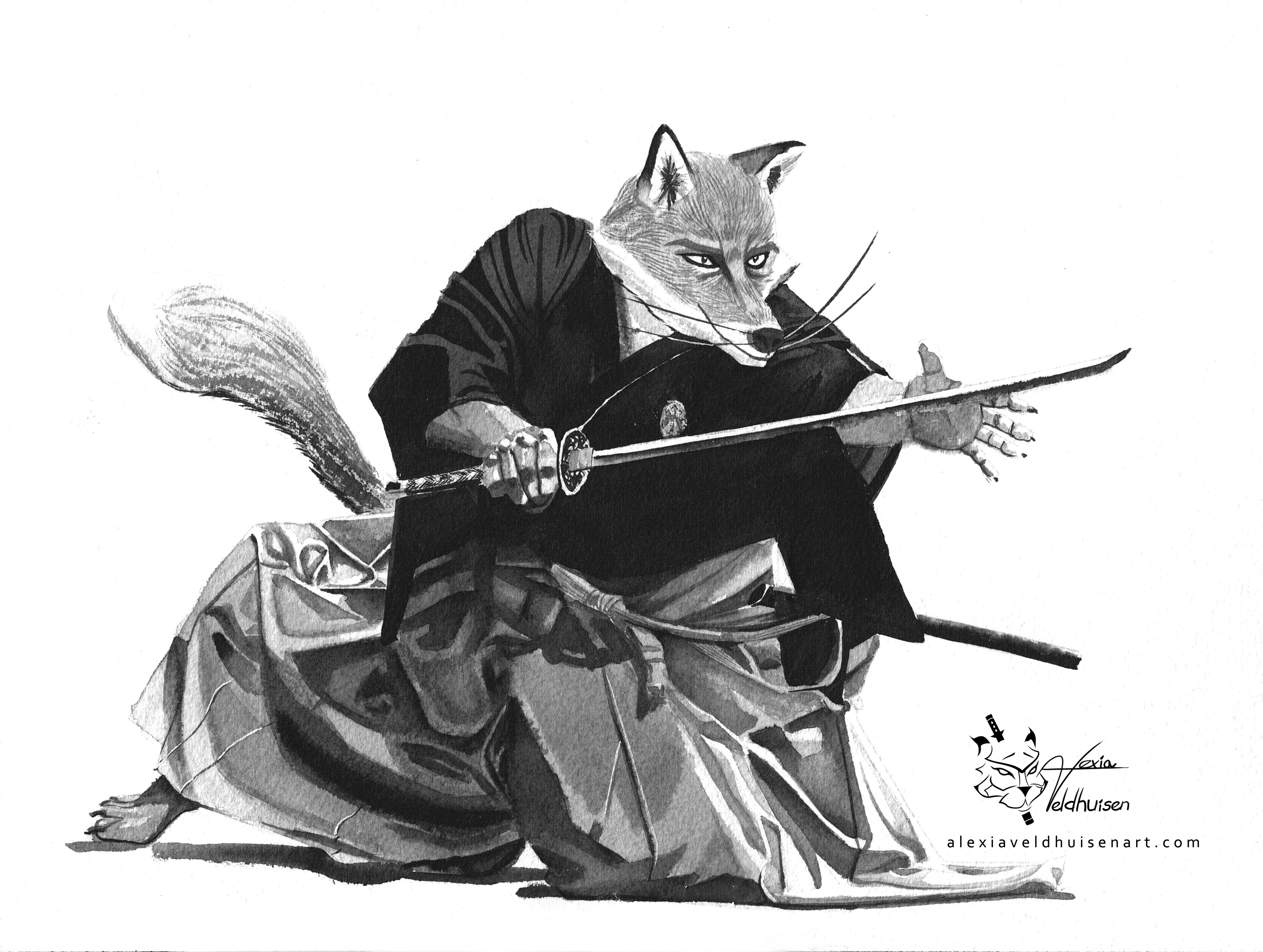 samurai fox art; 47 ronin big samurai; 47 ronin samurai art; 47 ronin fox; 47 ronin black and white fox; samurai fox black and white 47 ronin; samurai fox black and white; anthropomorphic samurai fox drawing; anthropomorphic samurai fox drawing black and white